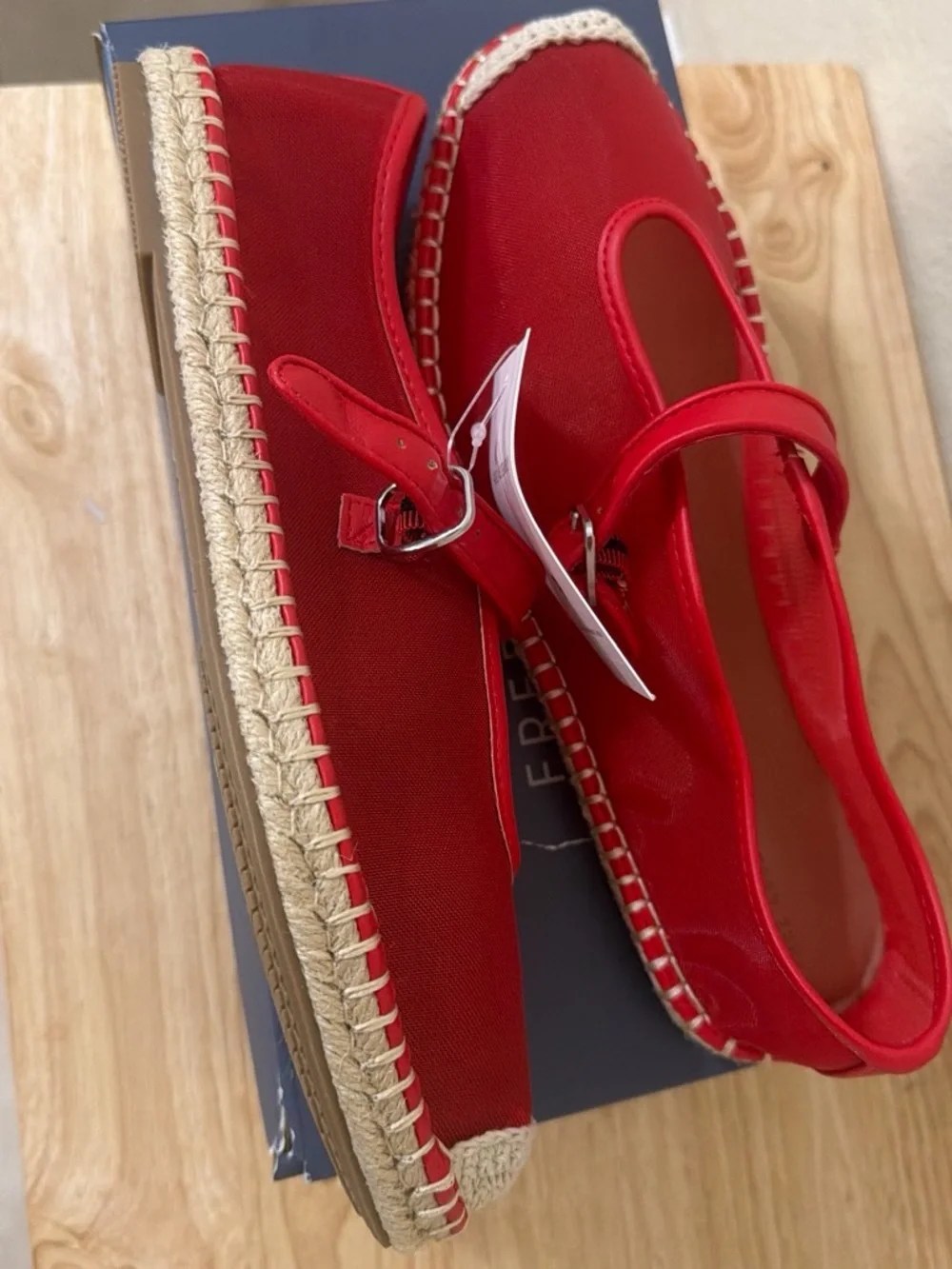 Women's Red Mary Jane Espadrilles with Strap